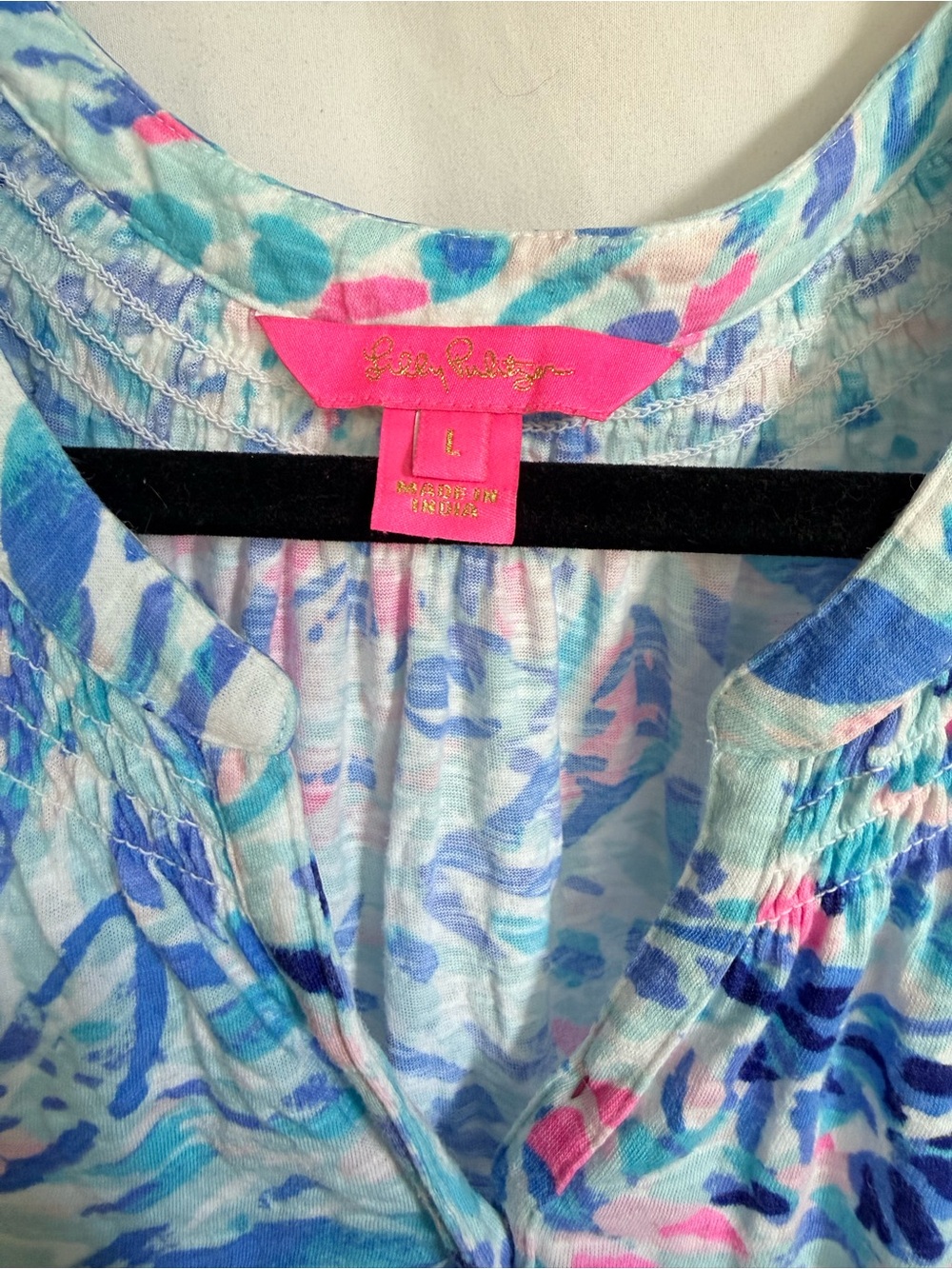 Lilly Pulitzer Blue Aqua and Pink Abstract Sleeveless Top - Picture 5 of 6